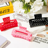 PANTIDE 4Pcs Polka Dot Hair Claw Clips for Women Girls - Red Black White Pink Rectangle Nonslip Banana Hair Clips, Thin Thick Short Long Curly Updos Buns Ponytails Accessories, Birthday Party Gifts