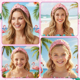 PANTIDE Flamingo Jeweled Knotted Headband - Summer Flamingo Rhinestone Embellished Headband Non Slip Wide Top Knot Hairband Hair Accessories Hawaii Beach Pool Party Birthday Gift for Women Girl (Pink)