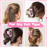 PANTIDE 8Pcs Coquette Pink Bow Hair Claw Clips for Women Girls - Cute Bow Preppy Trendy Rectangle Nonslip Hair Clips, Thin Thick Short Long Curly Accessories, Birthday Bachelorette Wedding Gift