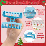 PANTIDE 8Pcs Christmas Hair Claw Clips for Women Girl - Xmas Candy Cane Snowflake Red Green Rectangle Nonslip Banana Hair Clips, Thin Thick Short Long Curly Accessories, Christmas Party Gift
