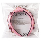 PANTIDE Cute Red Bow Heart Jeweled Knotted Headband for Women Girls