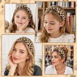 PANTIDE Leopard Cheetah Print Jeweled Knotted Headband for Women Girls