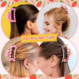 PANTIDE 4Pcs Strawberry Hair Claw Clips for Women Girls - Cute Fruit Rectangle Nonslip Clips Hair Accessories Aesthetic Barrettes for School Daily Party Favor Small Gifts Strong Hold