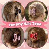 PANTIDE 8Pcs Valentine's Day Hair Claw Clips for Women Girls - Conversation Heart Candy Rectangle Nonslip Banana Acrylic Hair Clips, Thin Thick Short Long Curly Accessories, Valentines Birthday Gift
