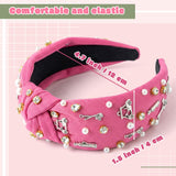 PANTIDE Golf Jeweled Knotted Headband for Women Girls (Pink)