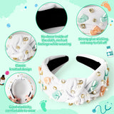 PANTIDE Labor Delivery Nurse Jeweled Knotted Headband - NICU Nurse Midwife Rhinestone Crystal Pearl Embellished Headband Wide Top Knot Hair Accessories Outfits Nurses Day Gift For Women Girl (White)