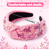PANTIDE Breast Cancer Awareness Jeweled Knotted Headband for Women Girls