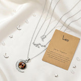 PANTIDE 3Pcs Leo Zodiac Crescent Moon Layer Necklaces for Women Girls