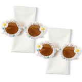 PANTIDE 2Pcs Flower Girl Daisy Floral Pearls Sunglasses (White)