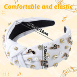 PANTIDE Musical Notes Jeweled Knotted Headband for Music Lover Women Girls