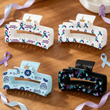 PANTIDE 4Pcs Suicide Prevention Awareness Hair Claw Clips for Women Girls - Purple Teal Ribbon Inspirational Rectangle Nonslip Hair Clip, Thin Thick Short Long Curly Accessories, Charity Campaign Gift