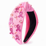 PANTIDE Breast Cancer Awareness Jeweled Knotted Headband for Women Girls