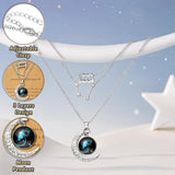 PANTIDE 3Pcs Aquarius Zodiac Crescent Moon Layer Necklaces for Women Girls