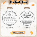 PANTIDE 1000 Count Cottage Food Law & Allergy Alert Labels White Stickers