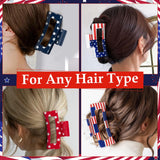 PANTIDE 4Pcs American Flag Hair Claw Clips for Women Girls - Independence Day 4th of July Rectangle Nonslip Clips Red White Blue Star Patriotic Celebrations USA Hair Accessories Small Gifts