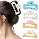 PANTIDE 4Pcs Ice Cream Hair Claw Clips for Women Girls - Summer Cute Sweet Candy Rectangle Nonslip Acrylic Hair Clip, Thin Thick Short Long Curly Accessories, Birthday Party Ice Cream Lovers Gifts