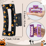 PANTIDE 8Pcs Halloween Hair Claw Clips for Women Girl - Spooky Spider Pumpkin Ghost Witch Hat Rectangle Nonslip Banana Hair Clips, Thin Thick Short Long Curly Accessories, Halloween Costume Party Gift