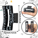 PANTIDE 4Pcs Musical Notes Hair Claw Clips for Women Girls - Back to School Piano Rectangle Nonslip Banana Hair Clips, Thin Thick Short Long Curly Hair Accessories, Music lover Teacher Birthday Gift