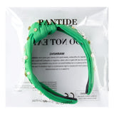 PANTIDE Golf Jeweled Knotted Headband - Golf Club Ball Pearl Rhinestone Embellished Headband Non Slip Wide Top Knot Costume Hairband Hair Accessories Sport Party Birthday Gift for Women Girls (Green)