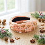 PANTIDE Christmas Gingerbread Man Jeweled Knotted Headband for Women Girls