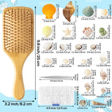 PANTIDE DIY Bamboo Hairbrush Craft Kit - 6 Set Hair Brush with Pearls Shells Brush Paint Decorate Craft Supplies, Make Your Own Mermaid Massage Hairbrush Birthday Party Gift for Women Girls