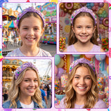 PANTIDE Purple Floral Rainbow Jeweled Knotted Headband for Women Girls