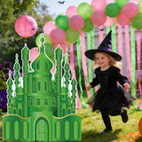 PANTIDE 3.3ft Large Emerald Green Castle Cardboard Cutout - Witch Green Castle Wizard Stand Up Party Decoration, Freestanding Photo Booth Prop Photography Backdrop for Halloween Birthday Gift