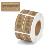 PANTIDE 500 Count Food Allergy Notice Allergen Warning Label Stickers
