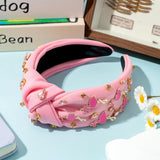 PANTIDE Flamingo Jeweled Knotted Headband - Summer Flamingo Rhinestone Embellished Headband Non Slip Wide Top Knot Hairband Hair Accessories Hawaii Beach Pool Party Birthday Gift for Women Girl (Pink)