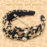 PANTIDE Leopard Cheetah Print Jeweled Knotted Headband for Women Girls