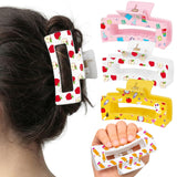 PANTIDE 4Pcs Teacher Silicone Hair Claw Clips for Women Girls - Back to School Pencil Apple Flexible Large Bendable Rectangle Nonslip Hair Clip, Thin Thick Short Long Curly Accessories, Teacher Gift