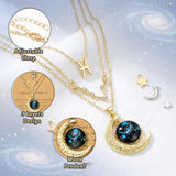 PANTIDE 3Pcs Pisces Zodiac Crescent Moon Layer Necklaces for Women Girls