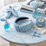 PANTIDE Blue Ballerina Jeweled Knotted Headband for Dancer Women Girls
