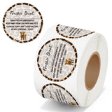 PANTIDE Freshiess Scent Care Instruction Stickers - 500 Count Car Freshie Warning Round Labels, Adhesive Roll Stickers with Line to Write Thermal Printed for Small Business (2 x 2 Inch, Leopard Cow)