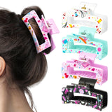 PANTIDE 4Pcs Sewing Hair Claw Clips for Women Girls - Sewing Gift Quilting Rectangle Nonslip Banana Hair Clips, Thin Thick Short Long Curly Hair Accessories, Sewing Lover Quilters Seamstress Mom Gift