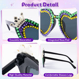 PANTIDE Mardi Gras Carnival Queen Sunglasses - Purple Green Rhinestone Crown Heart Shaped Sunglasses, Carnival Parade Masquerade Oufits Party Favors Glasses Accessories, Jewelry Gift for Women