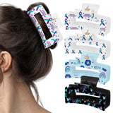 PANTIDE 4Pcs Suicide Prevention Awareness Hair Claw Clips for Women Girls - Purple Teal Ribbon Inspirational Rectangle Nonslip Hair Clip, Thin Thick Short Long Curly Accessories, Charity Campaign Gift
