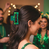 PANTIDE 4Pcs St. Patrick's Day Hair Claw Clips for Women Girls - Green Shamrock Irish Clover Lucky Rectangle Nonslip Banana Hair Clips, Thin Thick Short Long Curly Accessories, Holiday Party Gift