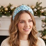 PANTIDE Christmas Jeweled Knotted Headband for Women Girls (Blue)