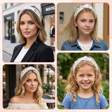 PANTIDE Traveller Jeweled Knotted Headband for Women Girls (White)