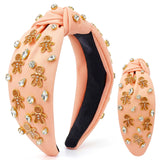 PANTIDE Christmas Gingerbread Man Jeweled Knotted Headband for Women Girls