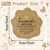 PANTIDE Cottage Food Law Labels Stickers - 500 Count Homemade with Love Adhesive Wax Seal-Style Decal Roll, Made in A Home Kitchen Inspection Statement Thermal Printed (2 x 2 Inch, Kraft Brown)