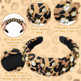 PANTIDE Leopard Cheetah Print Jeweled Knotted Headband for Women Girls