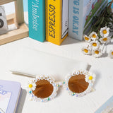 PANTIDE Flower Girl Sunglasses - Daisy Floral Pearls Round Shaped Sunglasses, Wedding Engagement Party Favors Outdoor Beach Glasses Accessories, Jewelry Gift for Girls Little Bridesmaid (White)