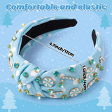 PANTIDE Christmas Jeweled Knotted Headband for Women Girls (Blue)