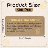 PANTIDE 500 Count Food Allergy Notice Allergen Warning Label Stickers