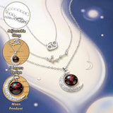 PANTIDE 3Pcs Cancer Zodiac Crescent Moon Layer Necklaces for Women Girls