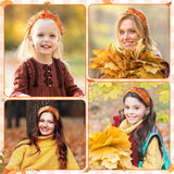 PANTIDE Fall Jeweled Knotted Headband - Thanksgiving Day Gift Hair Accessories Pearl Rhinestone Embellished Headband Autumn Fashion Hairband Birthday Wedding for Women Girl (Orange)