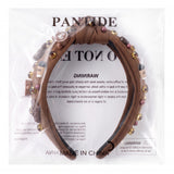 PANTIDE Coffee Jeweled Knotted Headband for Women Girl Coffee Lover (Brown)