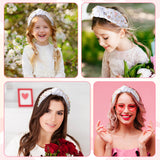 PANTIDE Heart Jeweled Knotted Headband - Rose Gold Flower Rhinestone Crystal Embellished Headband Wide Top Knot Fashion Hairband Accessories Birthday Gift for Women Girl (White)